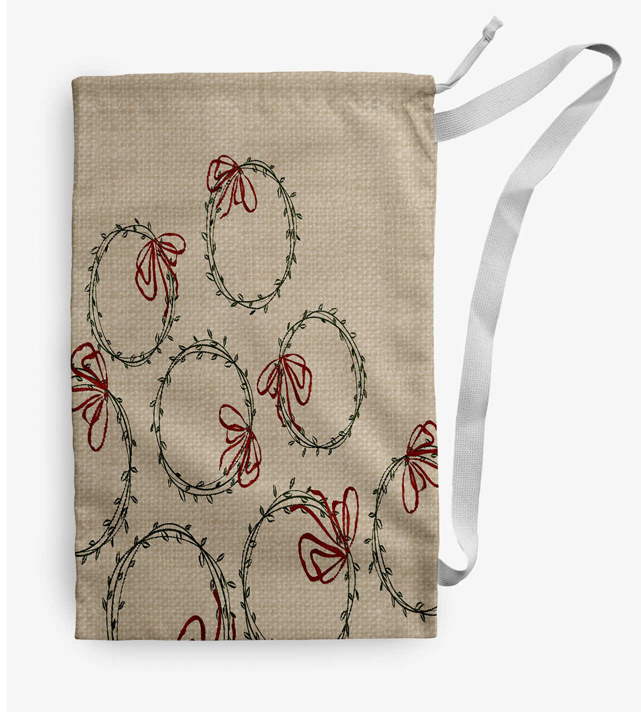 Simply Daisy Simple Wreaths 28 x 36 in Dark Green Laundry Bag