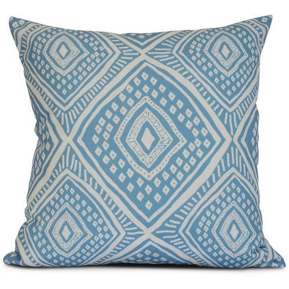 Light Blue Geometric Pattern Square Outdoor Throw Pillow