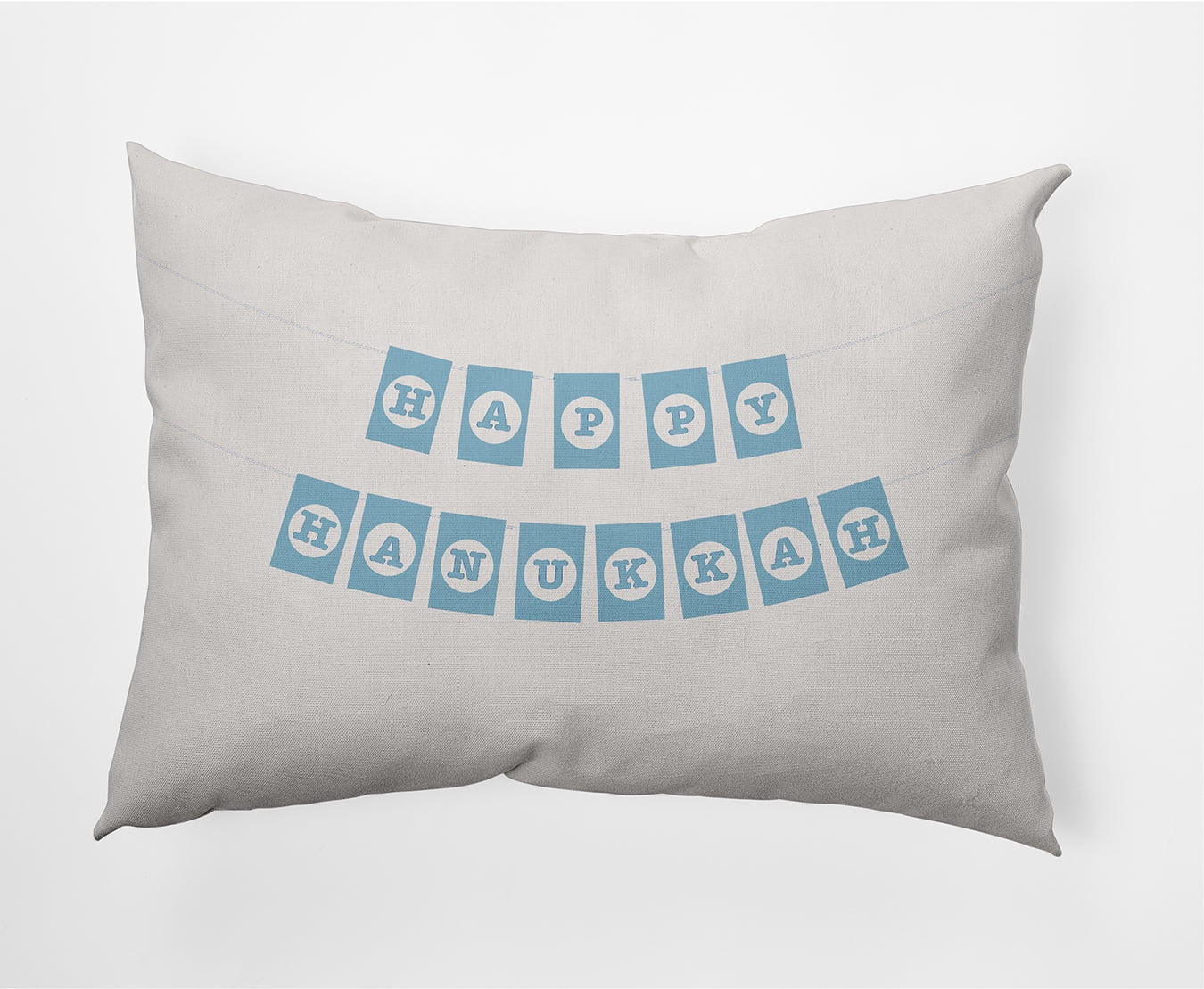 Simply Daisy Snow Colored Banner Day Hanukkah Soft Spun Polyester Indoor/Outdoor Throw Pillow, 14" x 20"