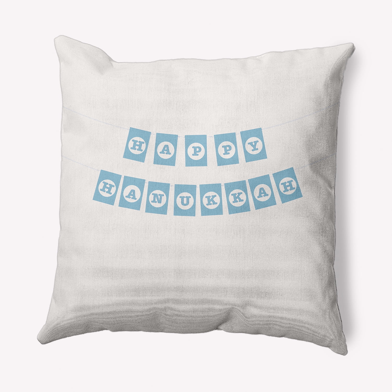 Simply Daisy Snow Colored Banner Day Hanukkah Soft Spun Polyester Indoor/Outdoor Throw Pillow, 20" x 20"