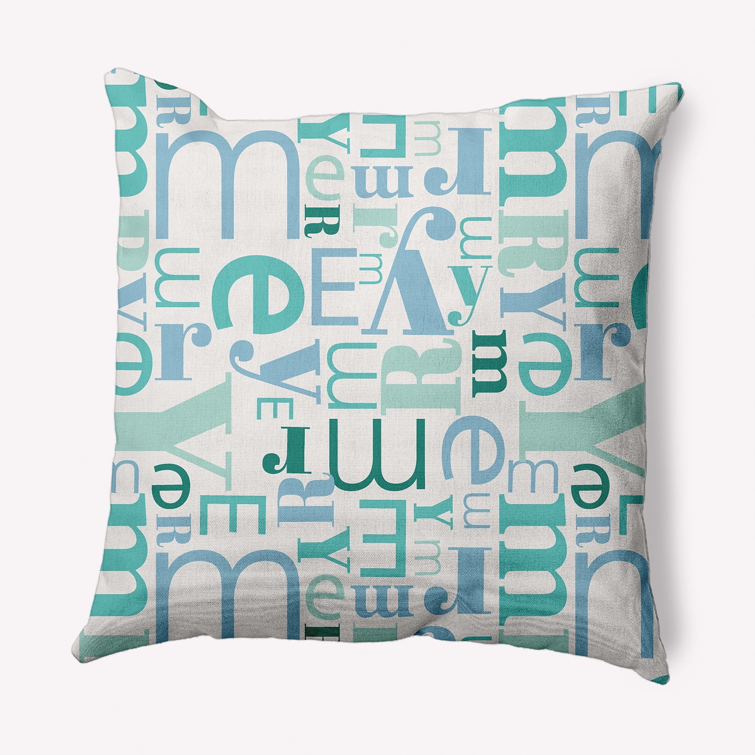 Simply Daisy Snow Colored Crazy Merry Christmas Soft Spun Polyester Indoor/Outdoor Throw Pillow, 18" x 18"