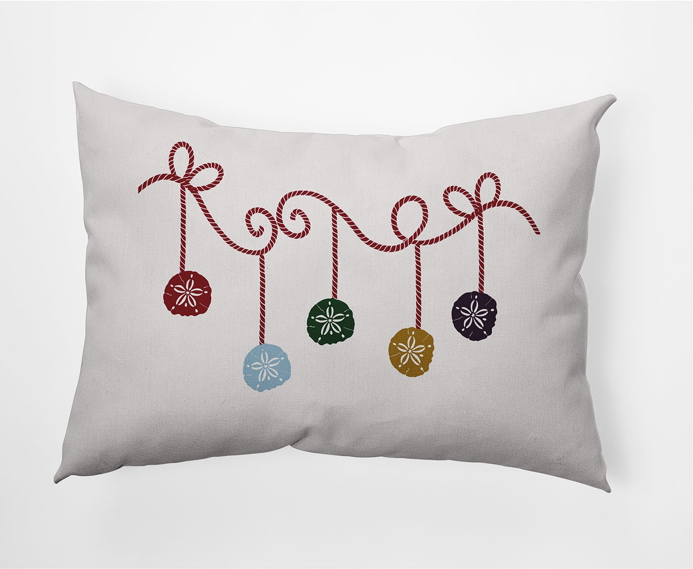 Simply Daisy Snow Colored Sanddollar Ornaments Christmas Soft Spun Polyester Decorative Throw Pillow, 14" x 20"
