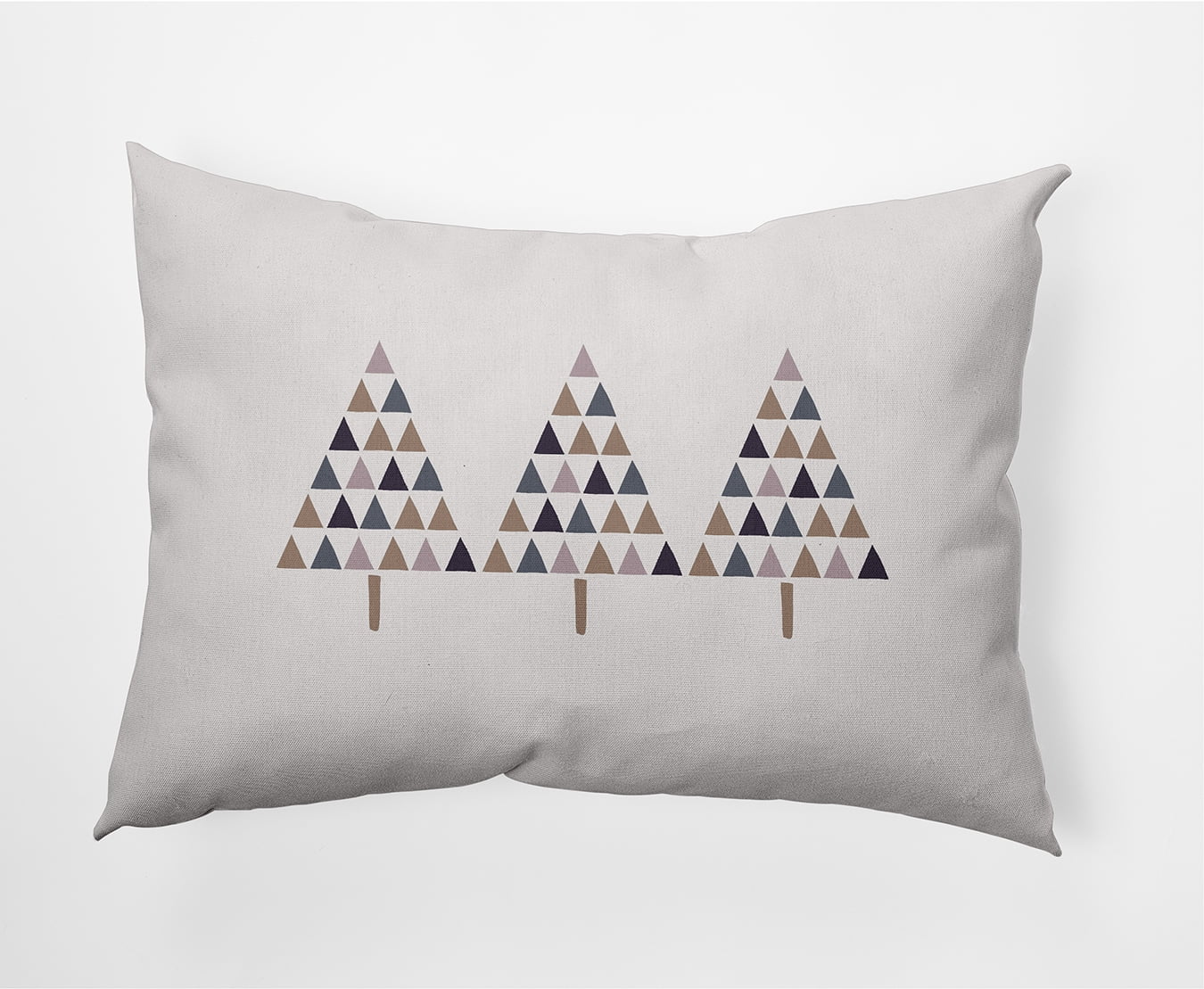 Simply Daisy Snow Colored Triangle Trees Christmas Soft Spun Polyester Decorative Throw Pillow, 14" x 20"