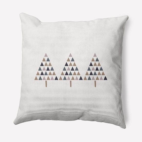 Simply Daisy Snow Colored Triangle Trees Christmas Soft Spun Polyester Decorative Throw Pillow, 20" x 20"