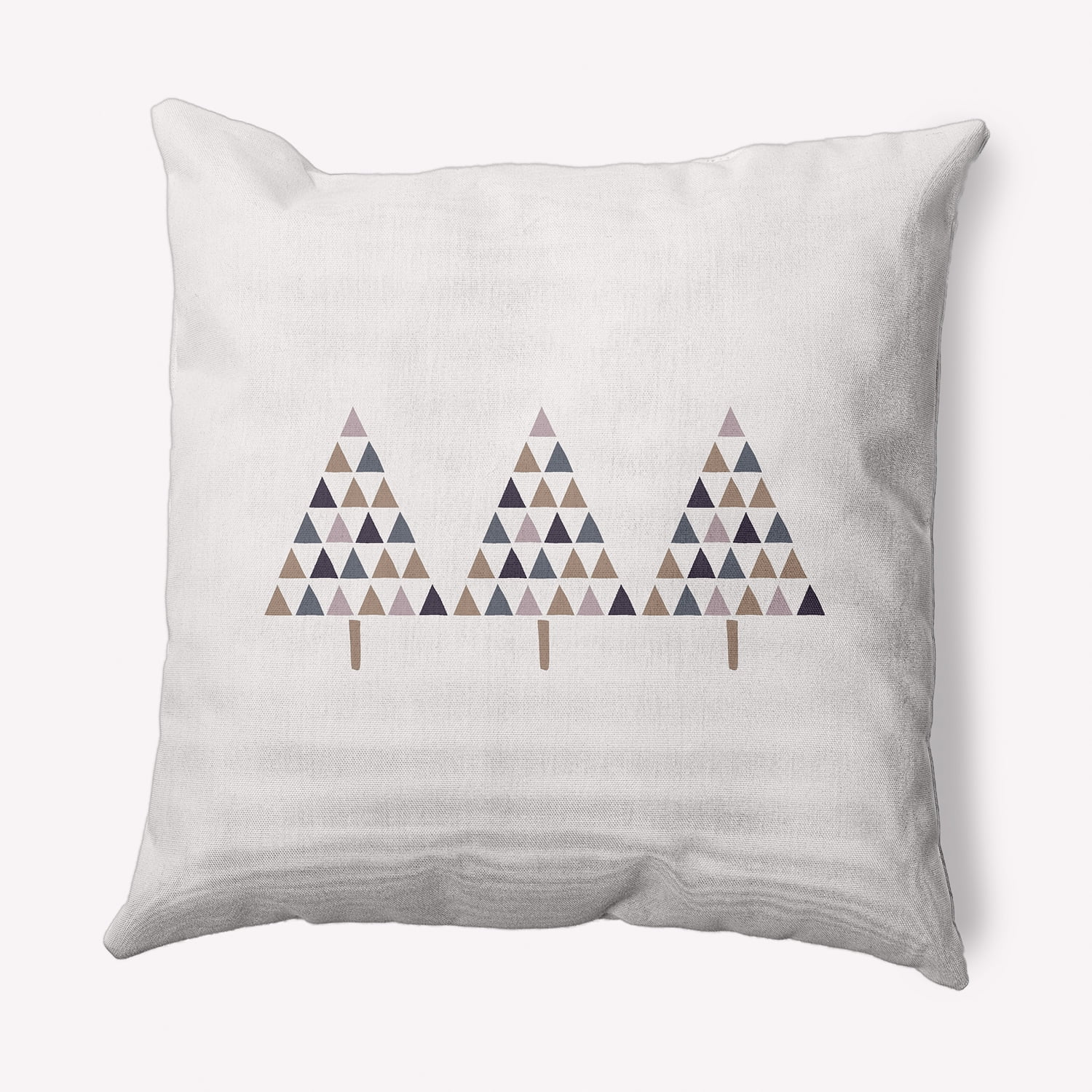 Simply Daisy Snow Colored Triangle Trees Christmas Soft Spun Polyester Indoor/Outdoor Throw Pillow, 18" x 18"