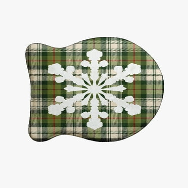 Simply Daisy Snow Flake on Plaid Fish Shape Pet Feeding Mat for Cats