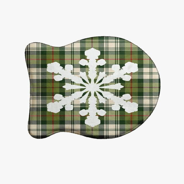 Simply Daisy Snow Flake on Plaid Fish Shape Pet Feeding Mat for Cats