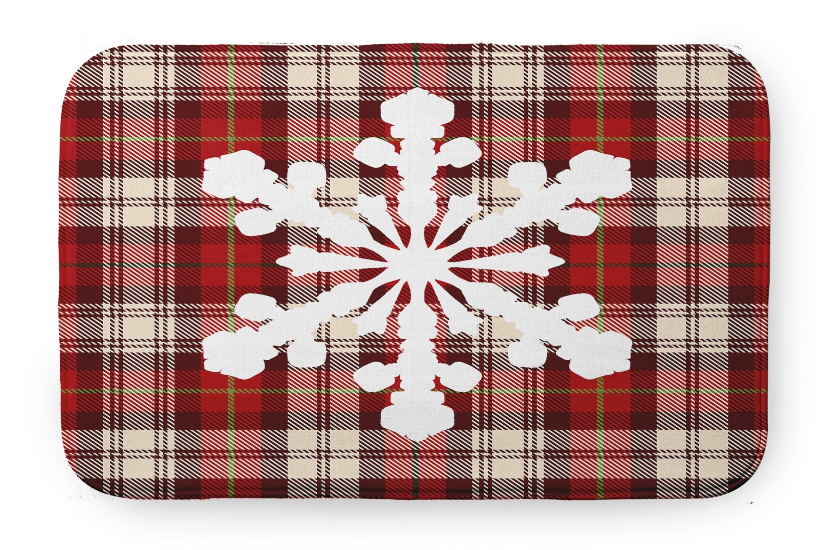 Simply Daisy Snow Flake on Plaid Pet Feeding Mat for Dogs and Cats