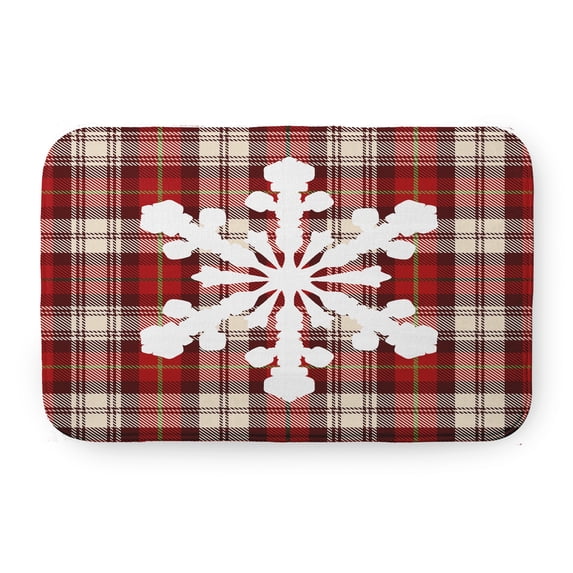 Simply Daisy Snow Flake on Plaid Pet Feeding Mat for Dogs and Cats