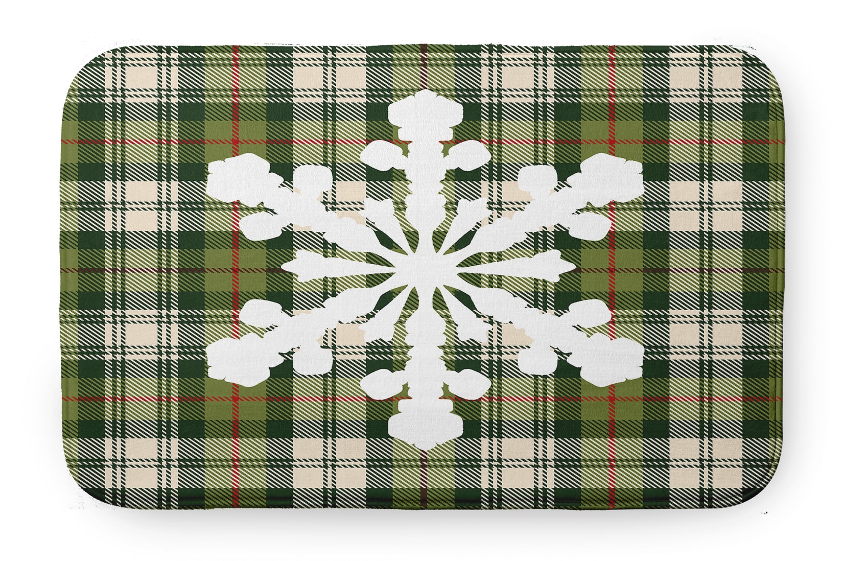 Simply Daisy Snow Flake on Plaid Pet Feeding Mat for Dogs and Cats
