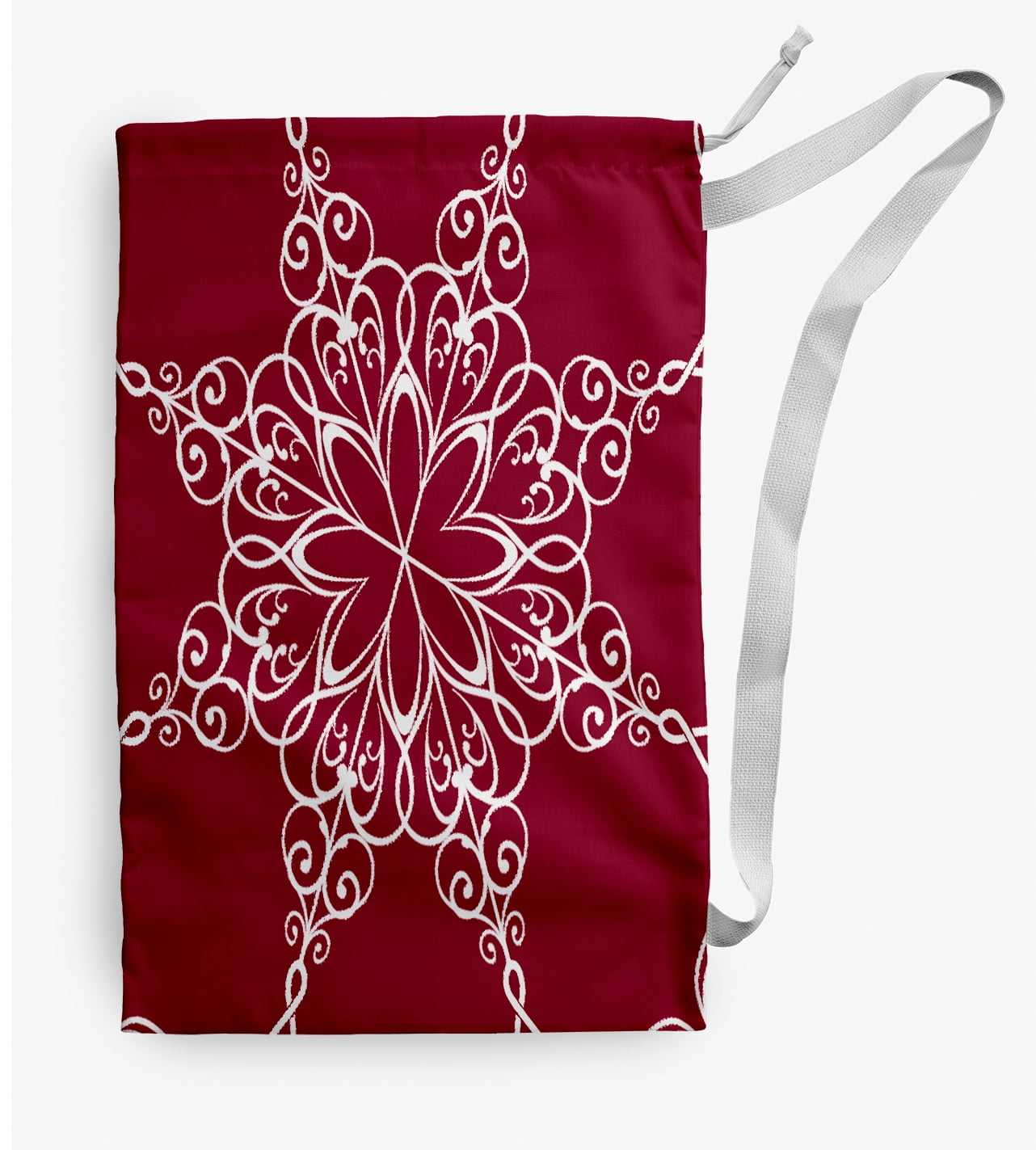 Simply Daisy Snowflake 18 x 29 in Red Laundry Bag