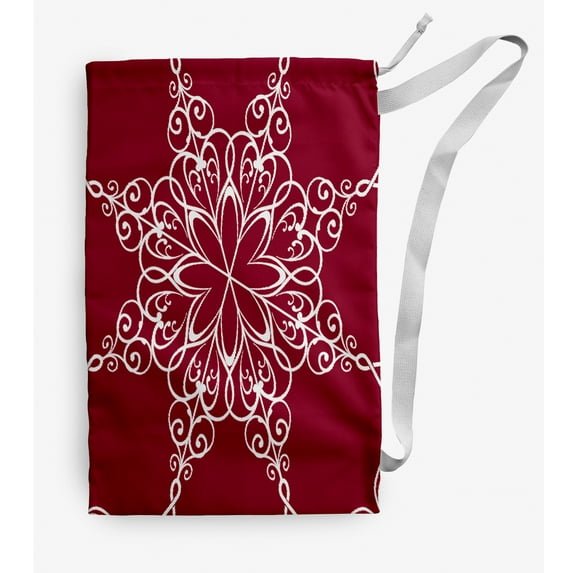 Simply Daisy Snowflake 28 x 36 in Red Laundry Bag
