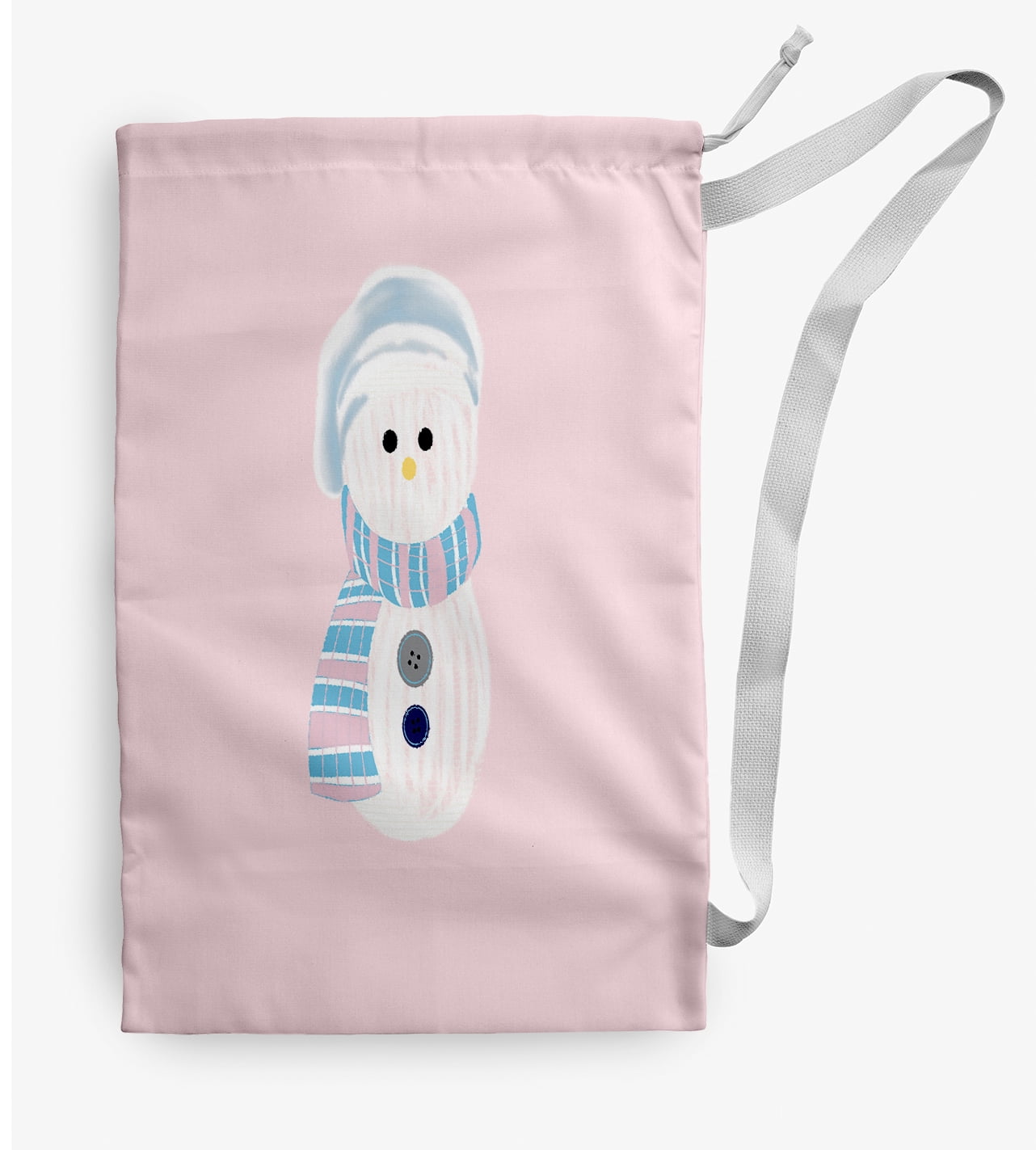 Simply Daisy Sock Snowman 18 x 29 in Pink Laundry Bag