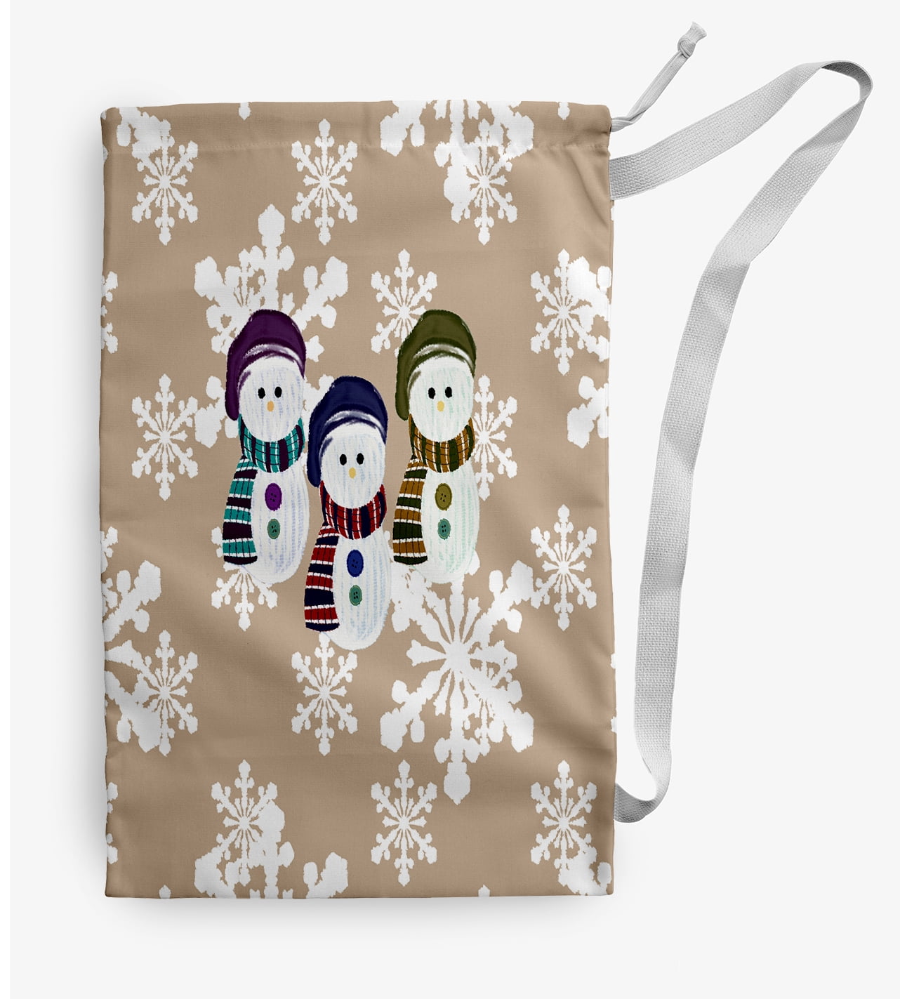 Simply Daisy Sock Snowmen 28 x 36 in Taupe Laundry Bag