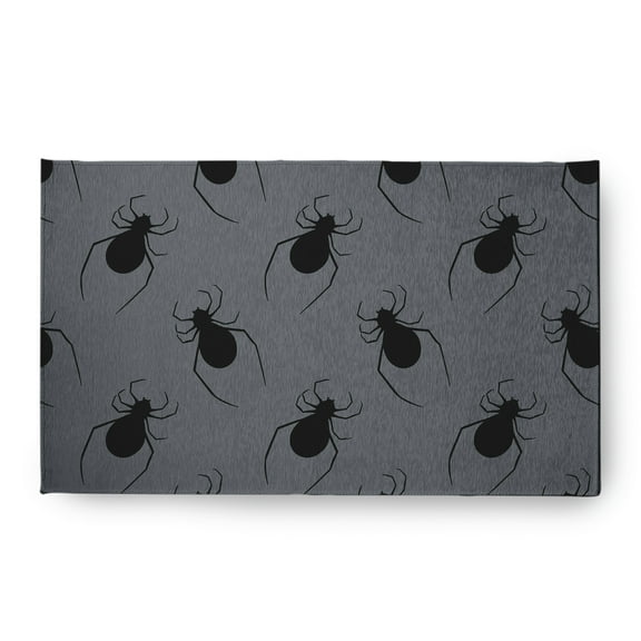 Simply Daisy Spider Pattern Steel Gray Halloween Chenille Area Rug, 18" x 30"