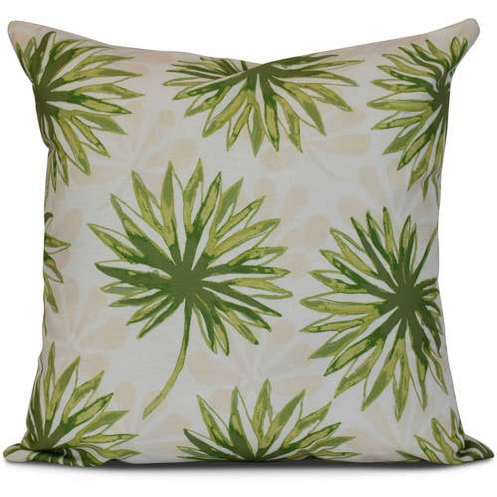 Green Tropical Floral Print Square Pillow, 20" x 20"