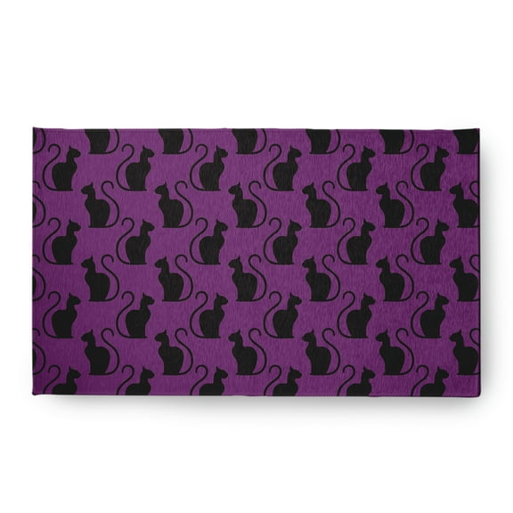 Simply Daisy Spooky Cats Amethyst Halloween Chenille Area Rug, 18" x 30"