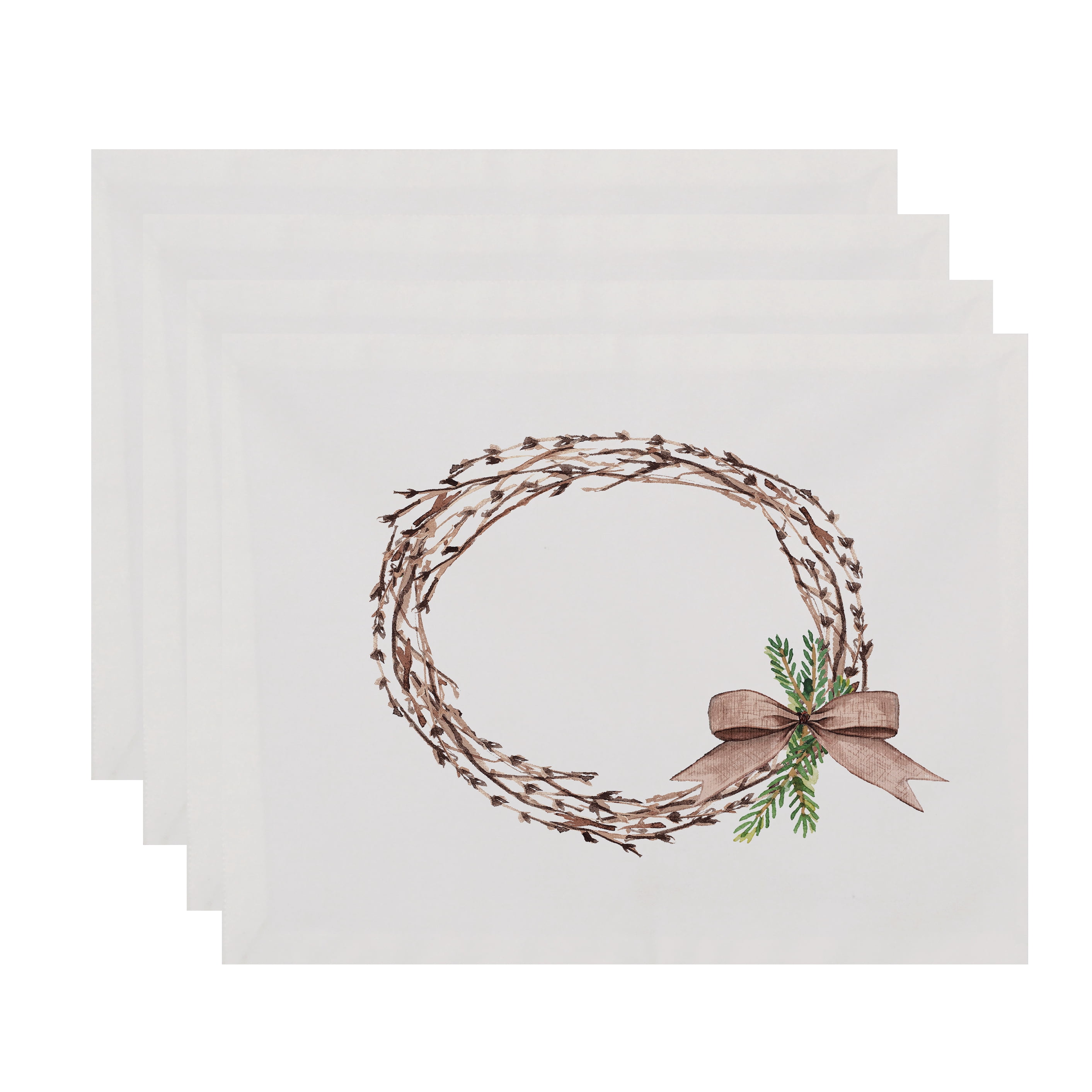 Simply Daisy Sprig of Green 18 x 14 Inch Off White Holiday Print Placemat (Set of 4)