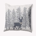 thumbnail image 1 of Simply Daisy Steel Colored Reindeer Through the Woods Winter Soft Spun Polyester Indoor/Outdoor Throw Pillow, 18" x 18", 1 of 4