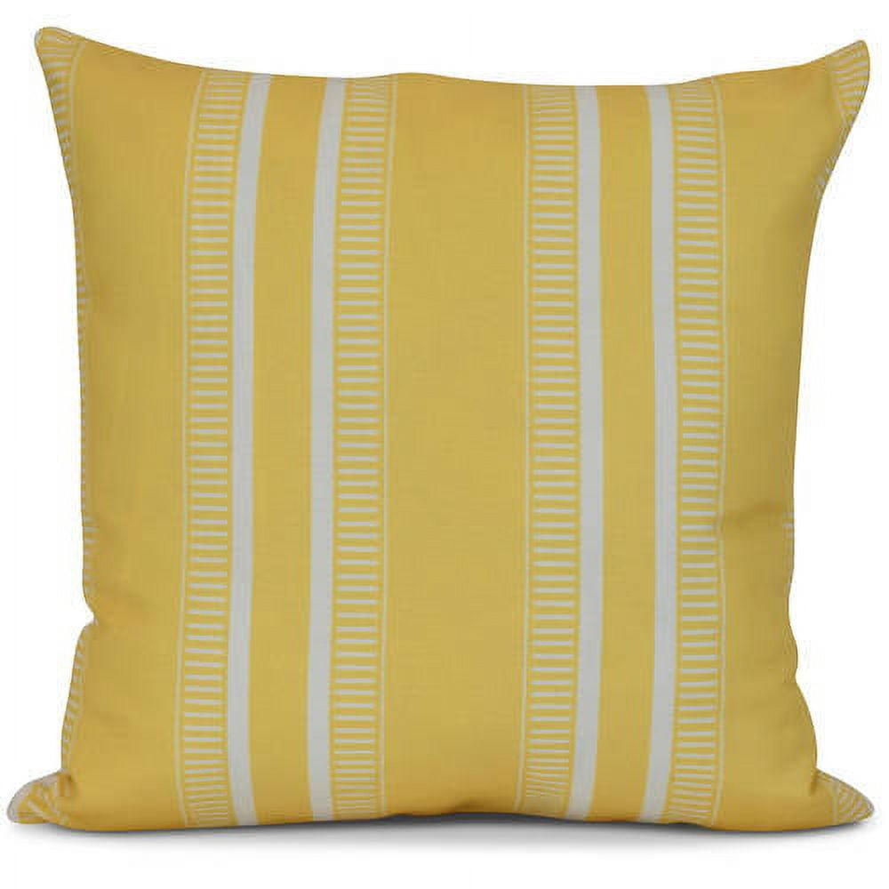 Yellow and White Striped Square Outdoor Throw Pillow