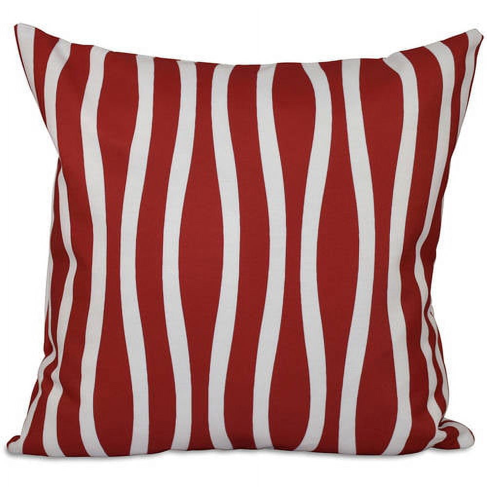 Simply Daisy Stripe Print Decorative Pillow, 16" x 16", Red