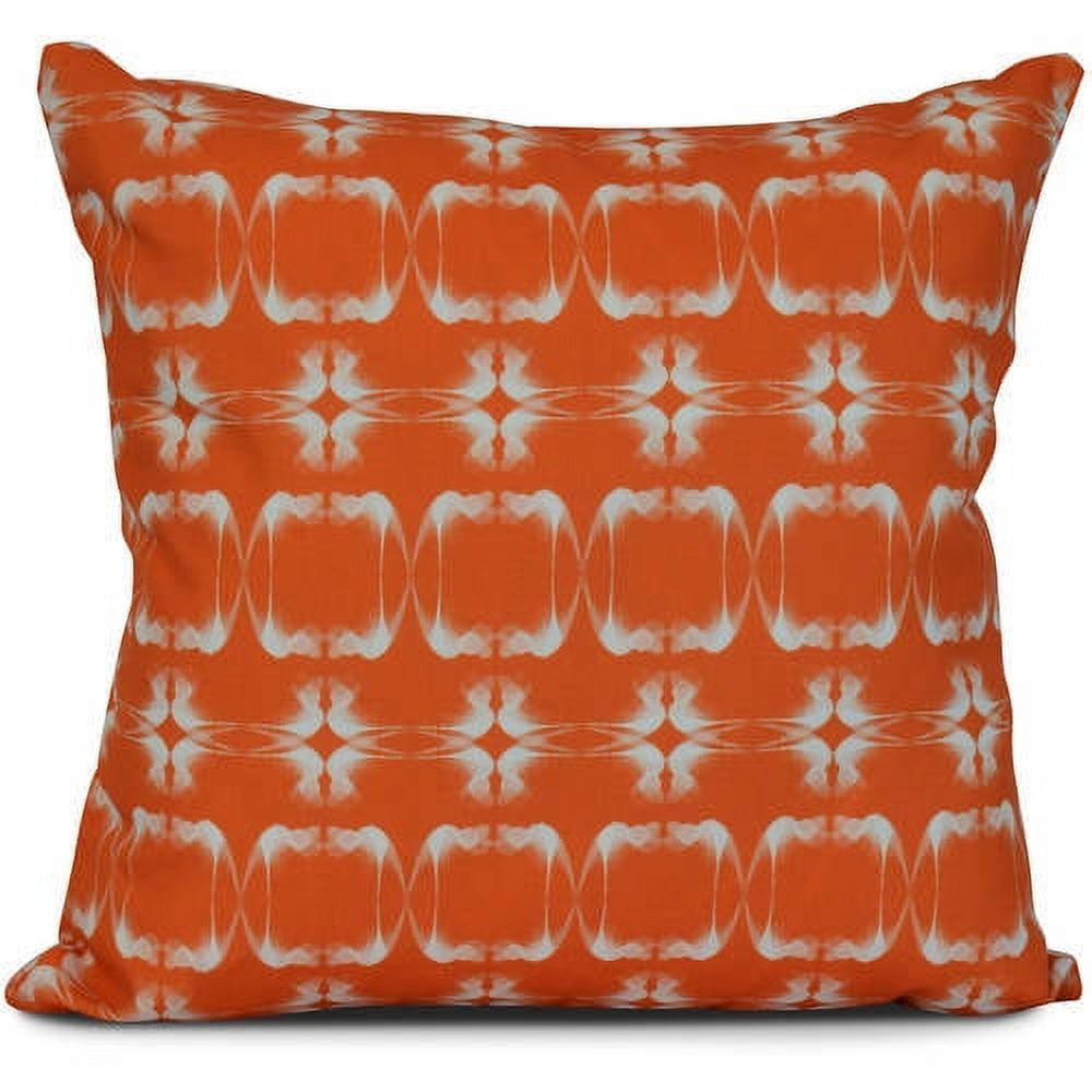Summer Picnic Orange Geometric Print Outdoor Pillow 20" x 20"