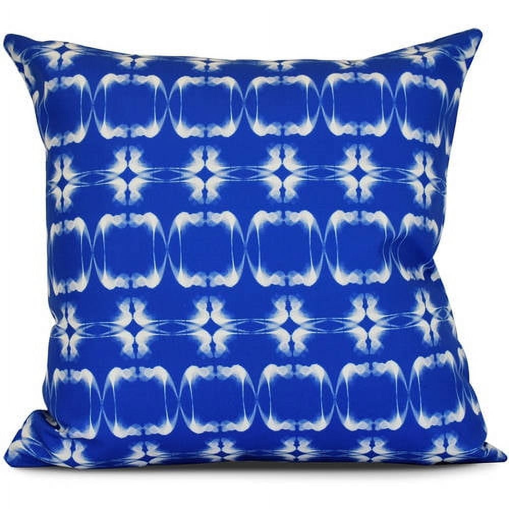 Blue and White Geometric Print Outdoor Square Pillow 16" x 16"