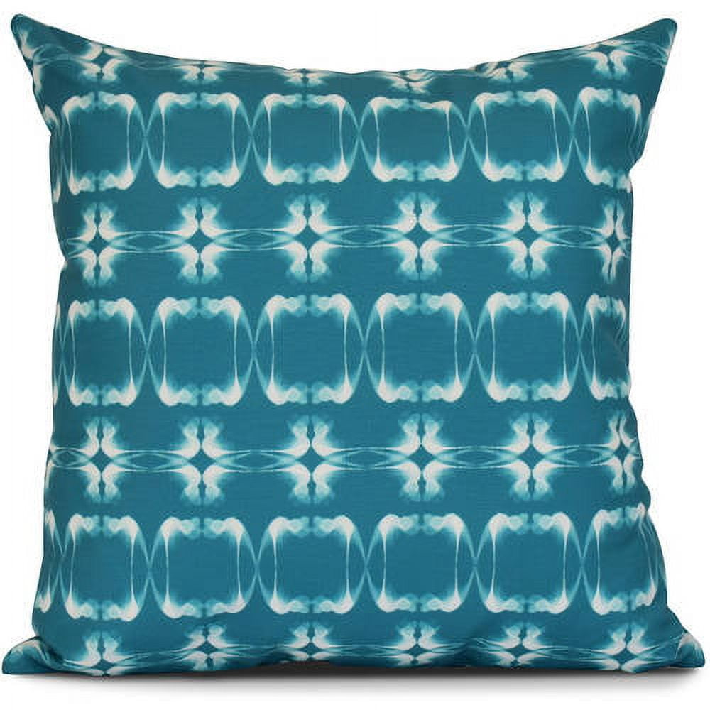 Teal Geometric Print 16" x 16" Outdoor Throw Pillow