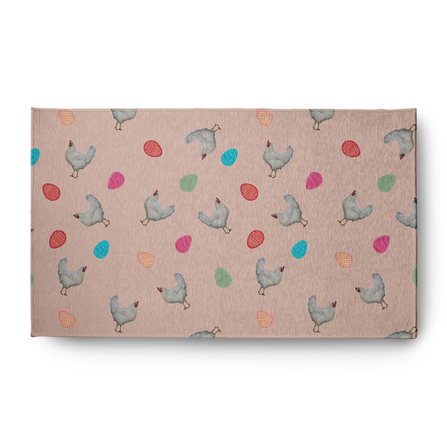 Simply Daisy Sunwashed Red Chickens and Eggs Easter Area Rug, 3' x 5'