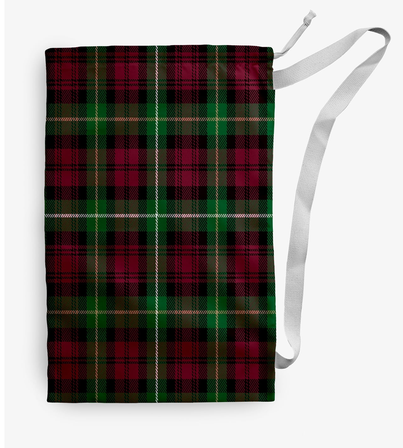 Simply Daisy Tartan Plaid 28 x 36 inch Red Laundry Bag