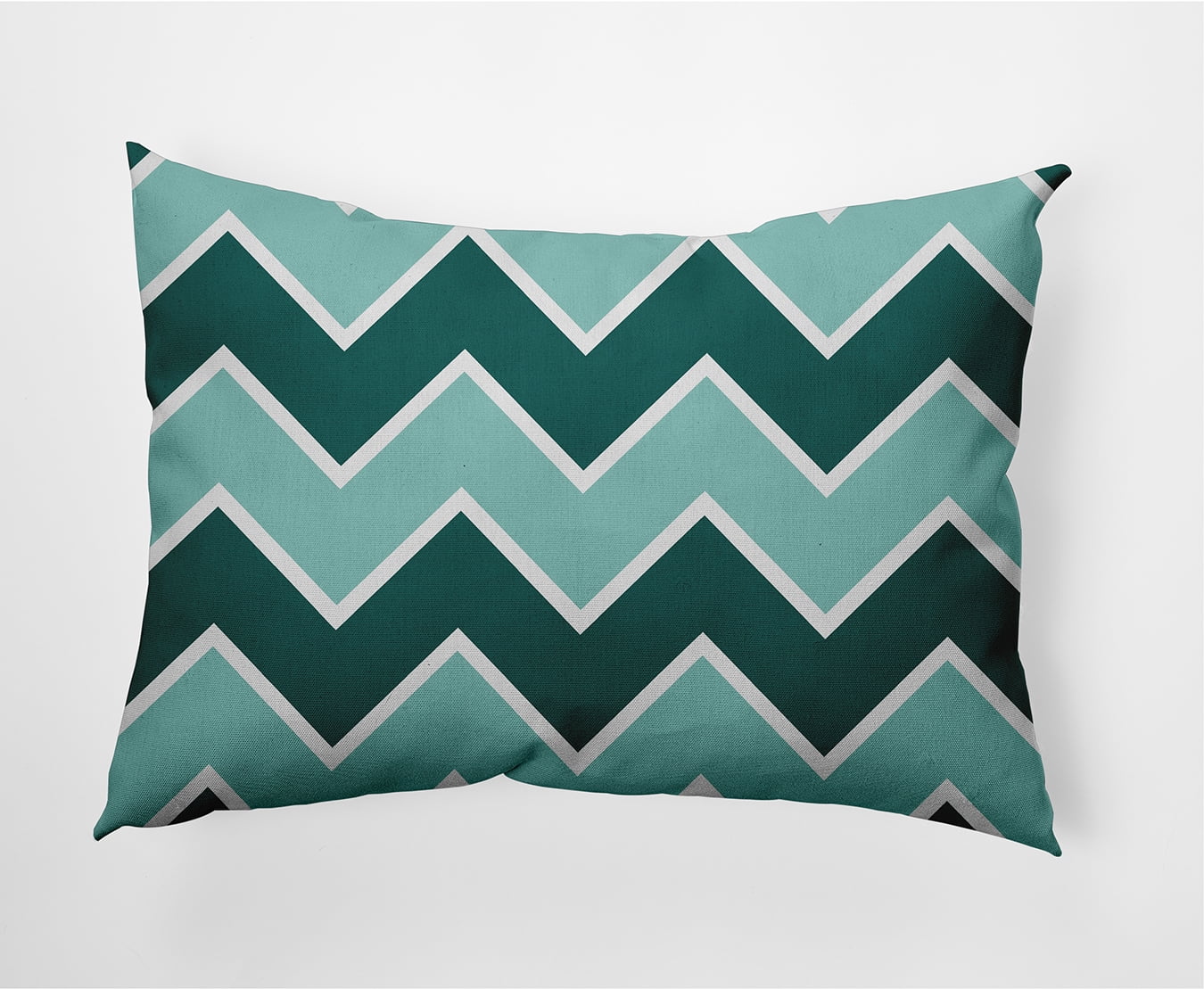 Simply Daisy Teal Colored Fancy Chevron Stripe Soft Spun Polyester Indoor/Outdoor Throw Pillow, 14" x 20"