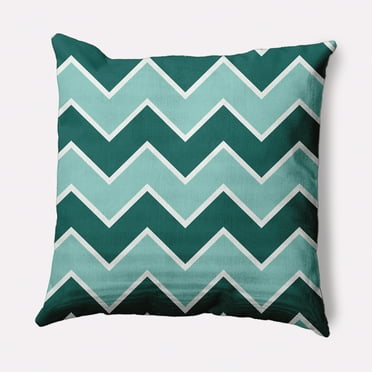 Simply Daisy Teal Colored Fancy Chevron Stripe Soft Spun Polyester Indoor/Outdoor Throw Pillow, 16" x 16"