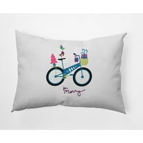 Simply Daisy Teal Colored Merry Bird Bike Christmas Soft Spun Polyester Decorative Throw Pillow, 14" x 20"