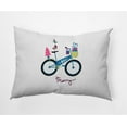 thumbnail image 1 of Simply Daisy Teal Colored Merry Bird Bike Christmas Soft Spun Polyester Indoor/Outdoor Throw Pillow, 14" x 20", 1 of 3
