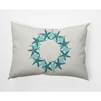 Simply Daisy Teal Colored Starfish Wreath Soft Spun Polyester Decorative Throw Pillow, 14" x 20"