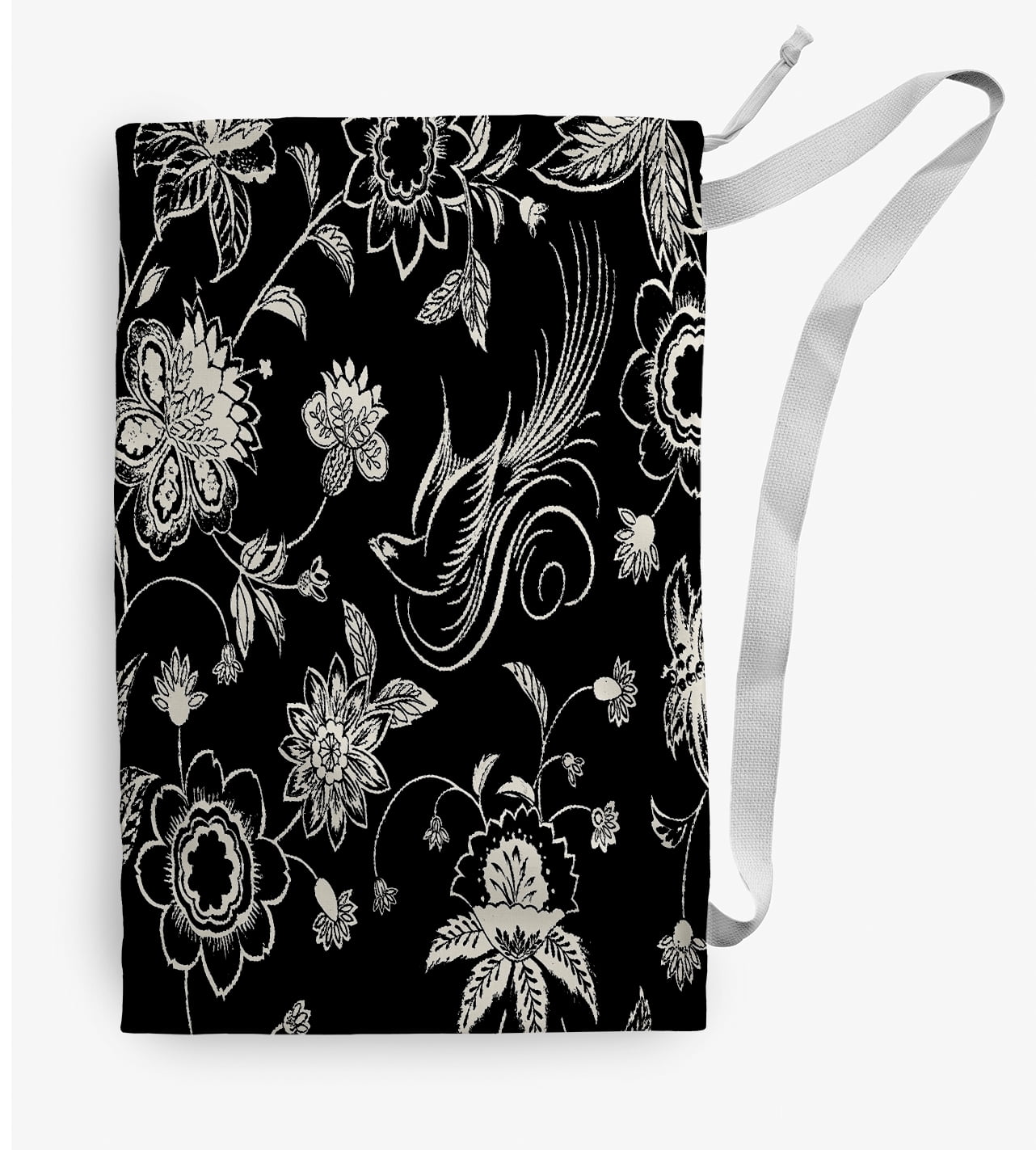 Simply Daisy Traditional Bird Floral 18 x 29 inch Black Laundry Bag