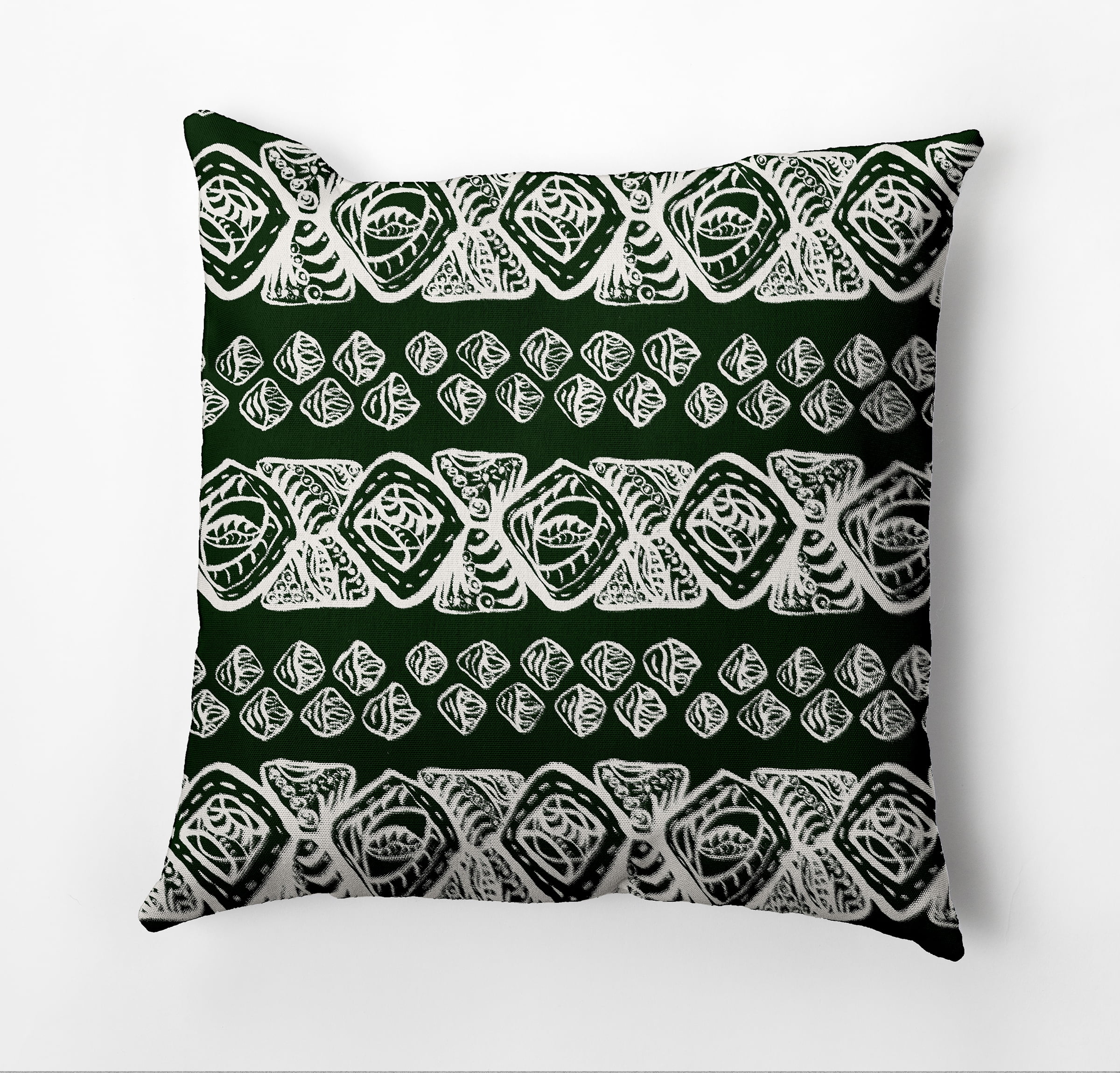 Simply Daisy Tribal Geo Outdoor Pillow, Green/White, 20 in x 20 in