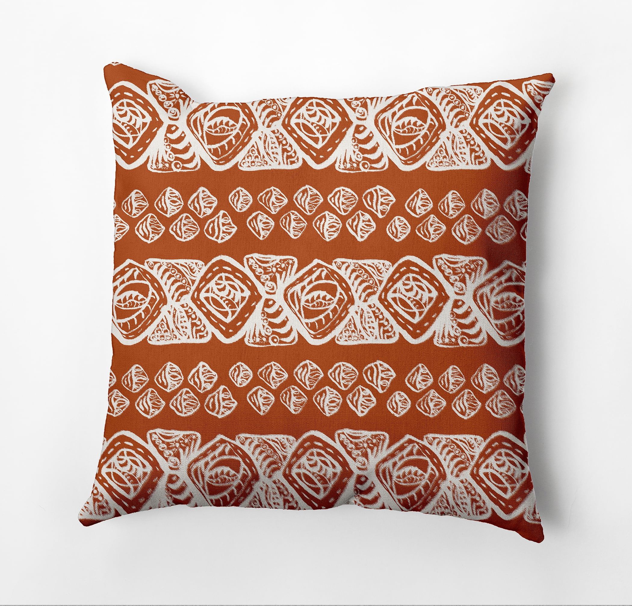 Simply Daisy Tribal Geo Outdoor Pillow, Orange, 18 in x 18 in