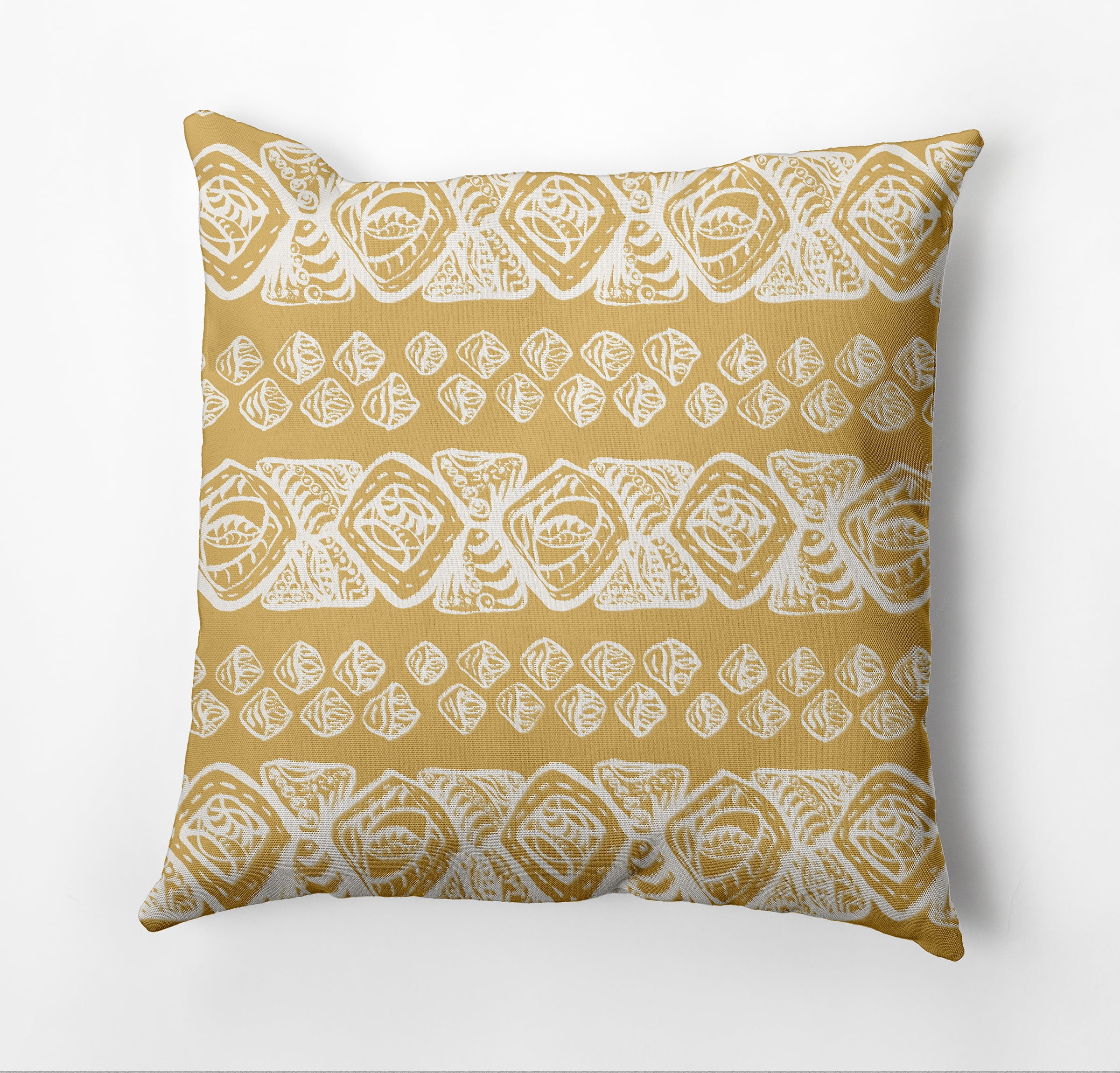Simply Daisy Tribal Geo Outdoor Pillow, Yellow/White, 20 in x 20 in