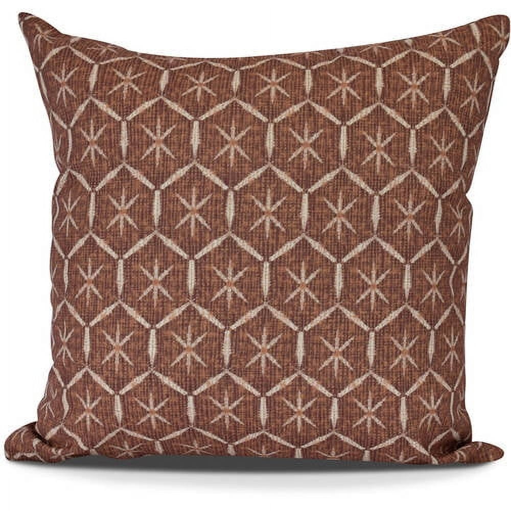 Maroon and Brown Geometric Polyester Square Outdoor Pillow