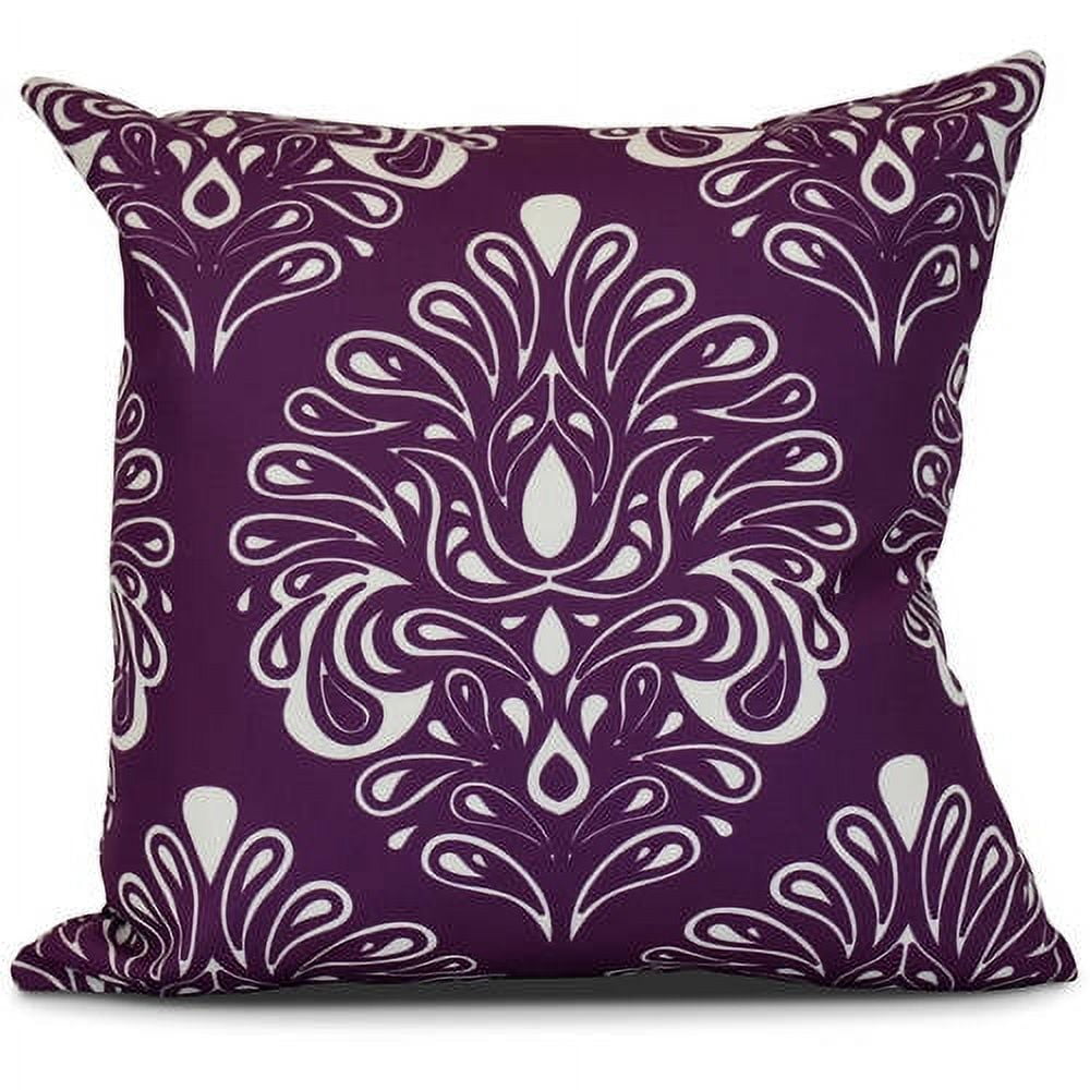 Teal and White Damask Square Throw Pillow