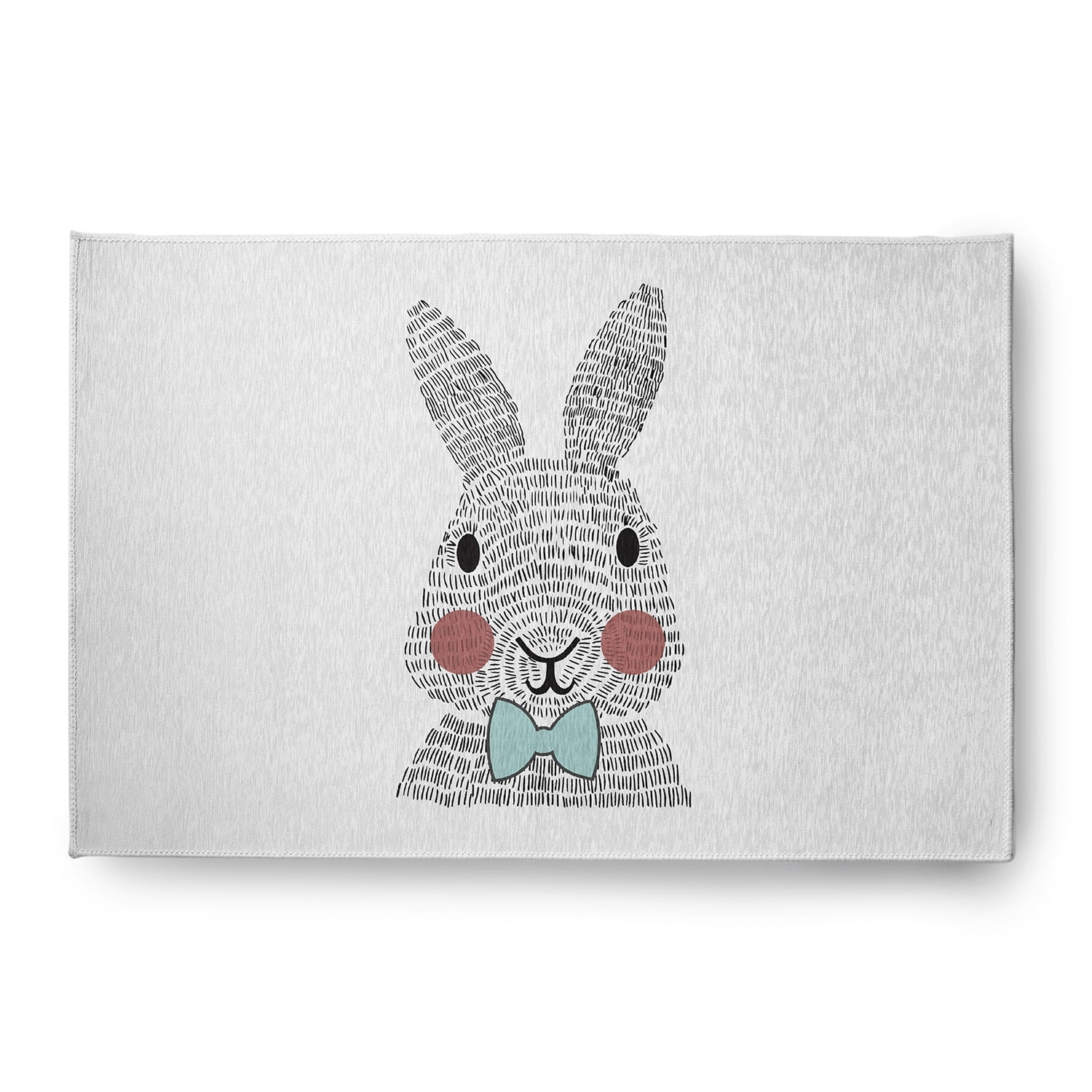 Simply Daisy Wave Top Blue Bow-tie Bunny Easter Area Rug, 4' x 6'