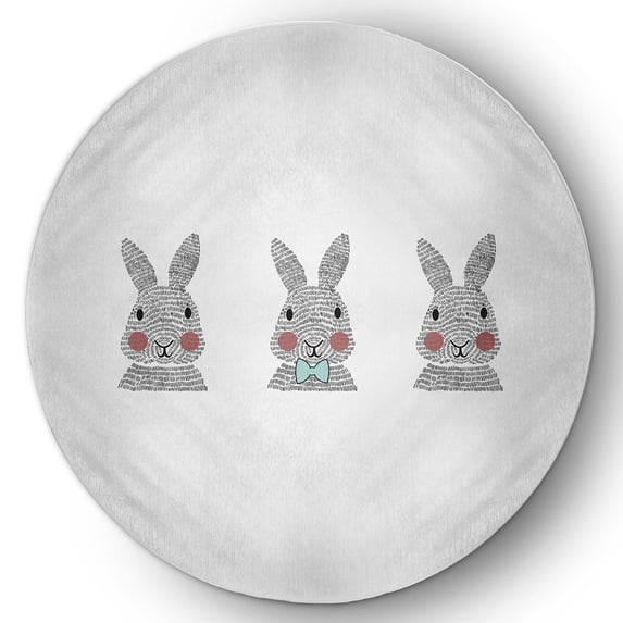 Simply Daisy Wave Top Blue Bunny Triplets Easter Area Rug, 5'-round