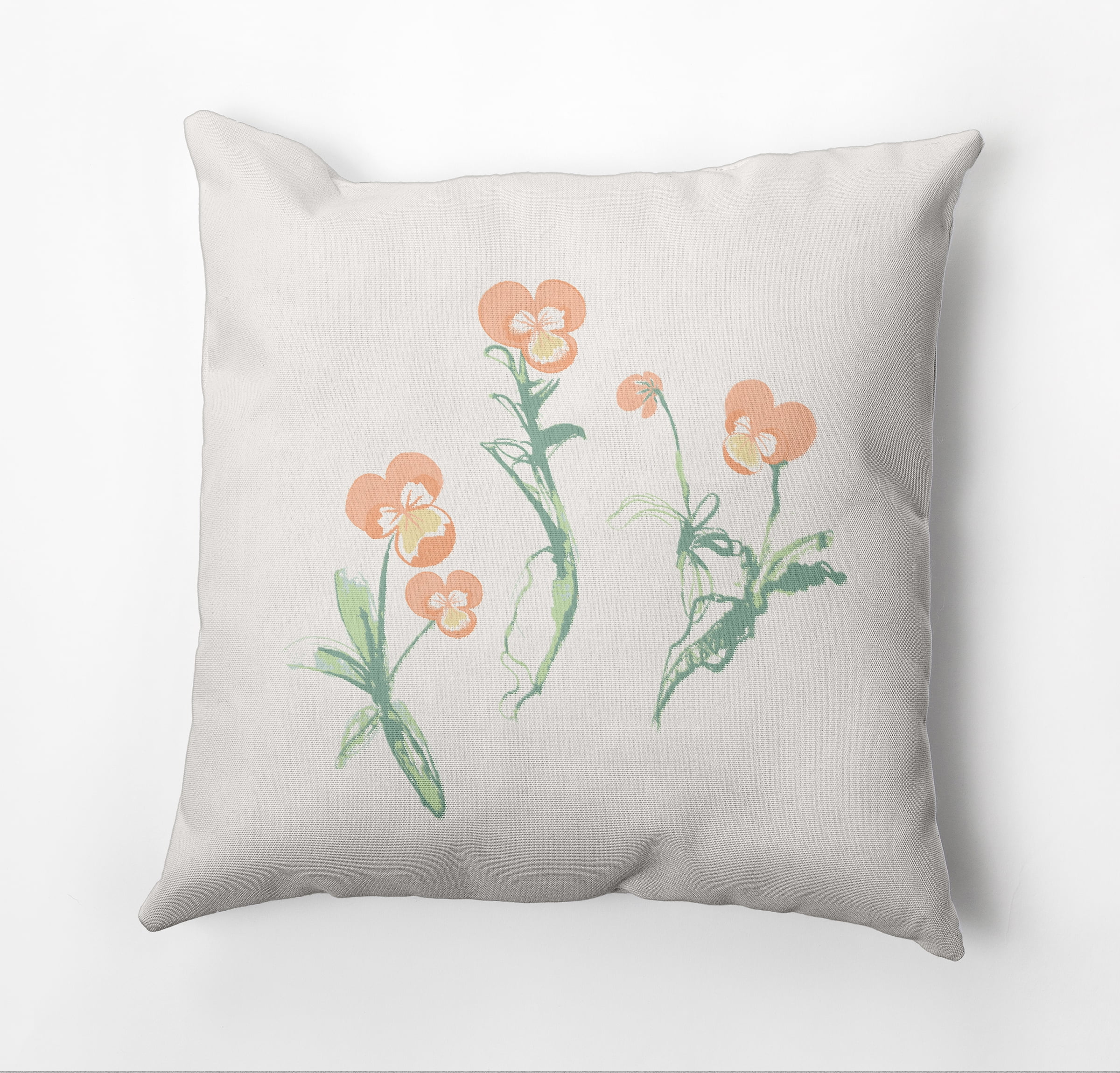 Simply Daisy What a Pansy Outdoor Pillow, White/Orange/Green, 20 in x 20 in