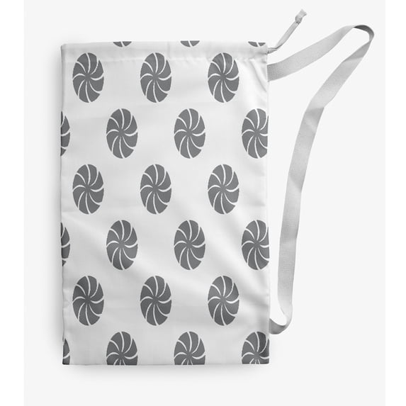 Simply Daisy Whirl of The Season Geometric 28 x 36 in Grey Laundry Bag
