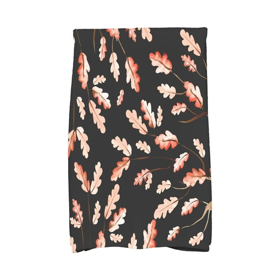 Simply Daisy Wild Oak Leaves 16 x 25 Inch Black Floral Print Kitchen Towel