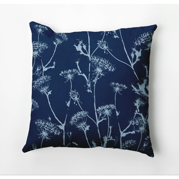 Simply Daisy Windy Blossom Outdoor Pillow, Dark Blue/White, 18 in x 18 in