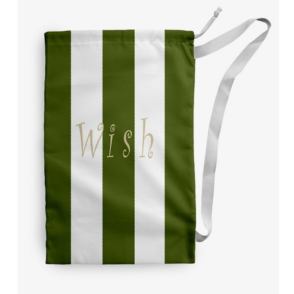 Simply Daisy Wish on a Stripe 18 x 29 in Green Laundry Bag