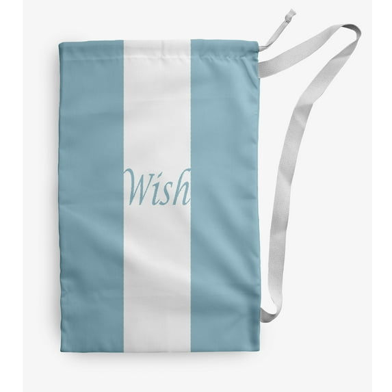 Simply Daisy Wish on a Stripe 28 x 36 in Blue Laundry Bag