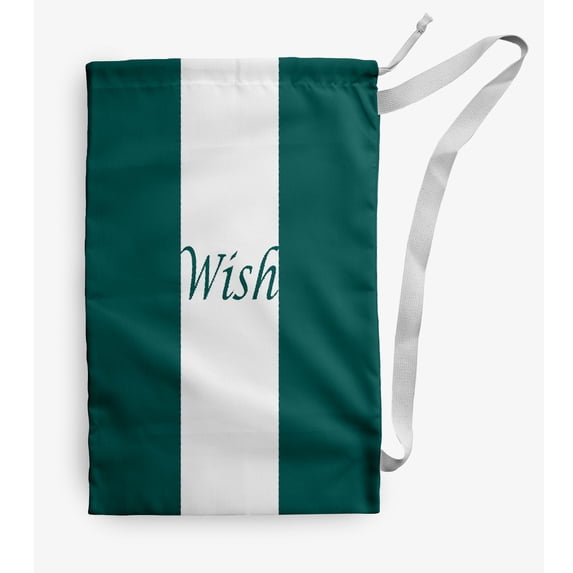 Simply Daisy Wish on a Stripe 28 x 36 in Teal Laundry Bag